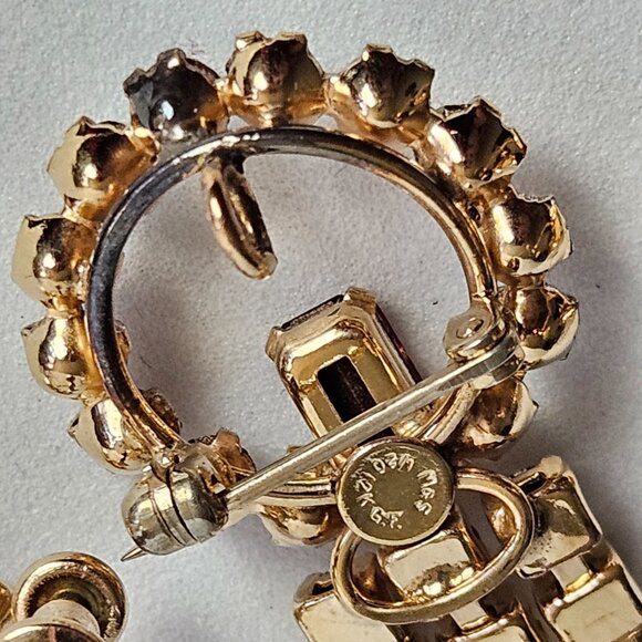 Vtg Marks & Spencer 12K Gold-Filled Rare Pink Rhinestone Brooch & Earrings Set - Picture 16 of 16